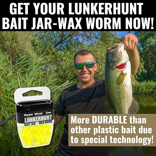 Miniatura 8 de LUNKERHUNT Tarro de cebo de pesca con atractivo único  Gusanos de cera duraderos para lubina de pesca, cebo suave, gusanos realistas, señuelos de