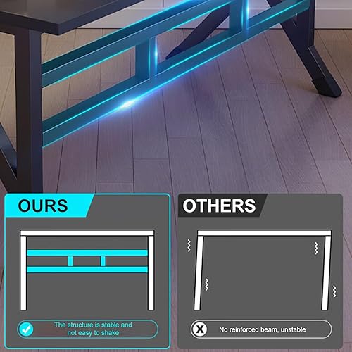 Miniatura 8 de Escritorio para videojuegos, mesa de juego ergonómica doble para computadora con patas de acero en forma de X, escritorio resistente para estación