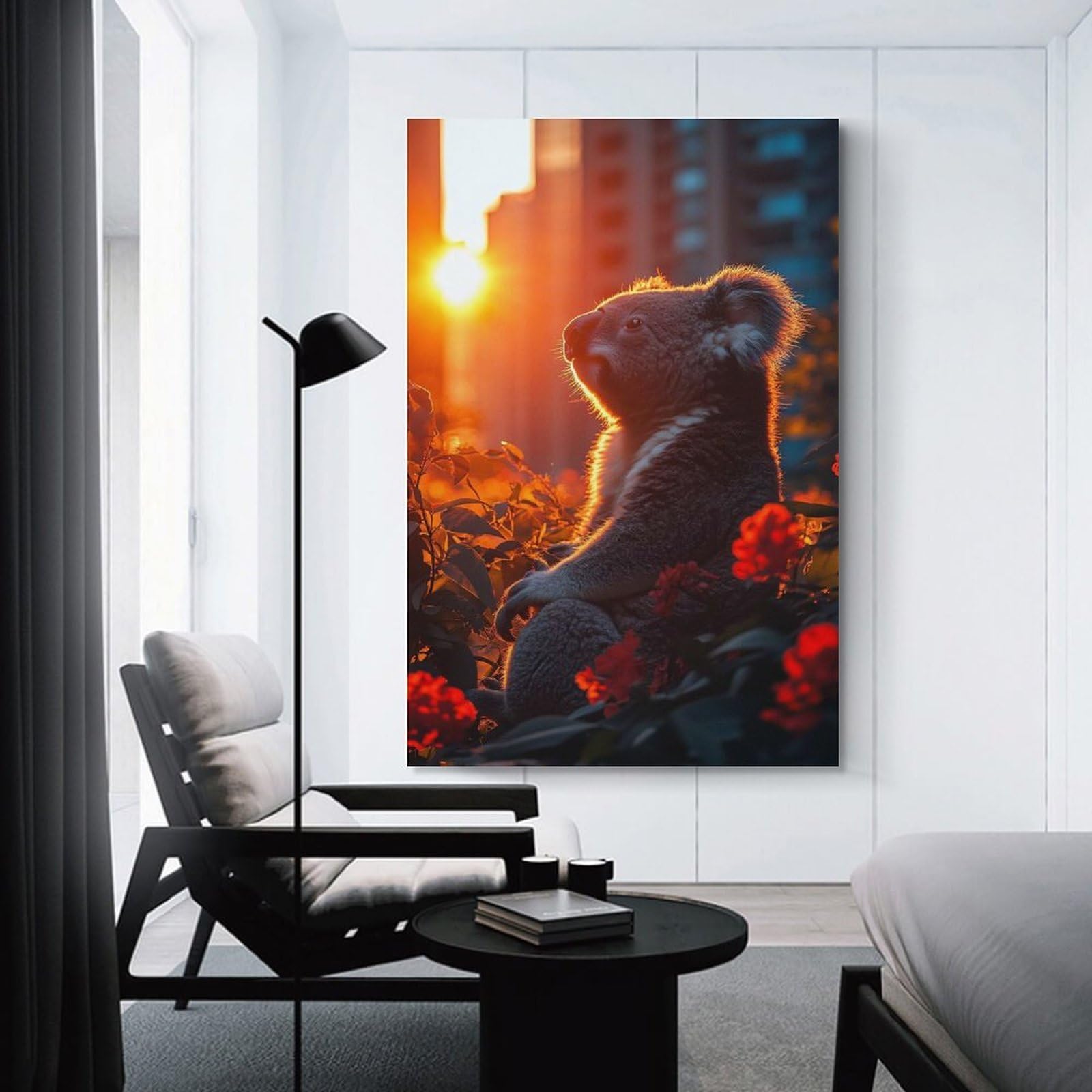 Junmoney Koala in Golden Hour Decorative Canvas Print 08x12inch(20x30cm), for Study, Office Or Focused Interiors, Wall Art That Adds Style to Work Areas