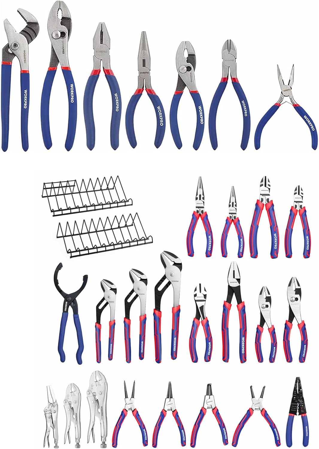 WORKPRO 7piece Pliers Set and 20Piece Pliers Set with Organizer Racks