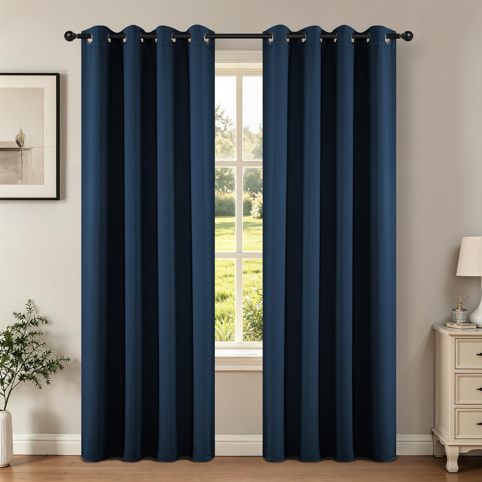 Joydeco Blackout Curtains 84 Inch Length 2 Panels Set, Thermal Insulated Long Drapes 2 Burg, Room Darkening Grommet Curtains for Living Room Bedroom Window