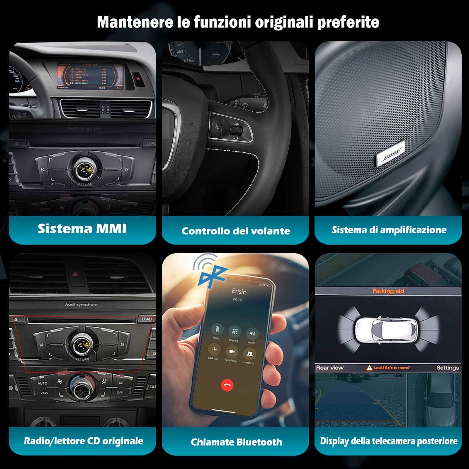 Android 16 Qualcomm 8 Core 4+64GB Autoradio GPS Navigatore per Audi A4 supporta Wireless Carplay IPS WiFi 4G Bluetooth 5.1 Canbus 8,8 pollici Schermo Tattile OEM Radio MMI