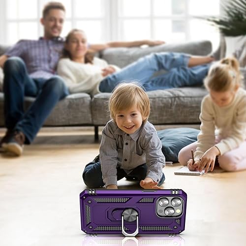 Miniatura 5 de ADDIT Funda de teléfono para iPhone 12, iPhone 12 Pro, con anillo de soporte, soporte magnético para automóvil, grado militar, resistente, para