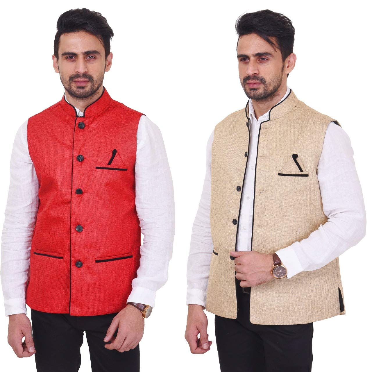 bizzeie Men's Combo Festive Nehru Jacket Waistcoat-picture-18