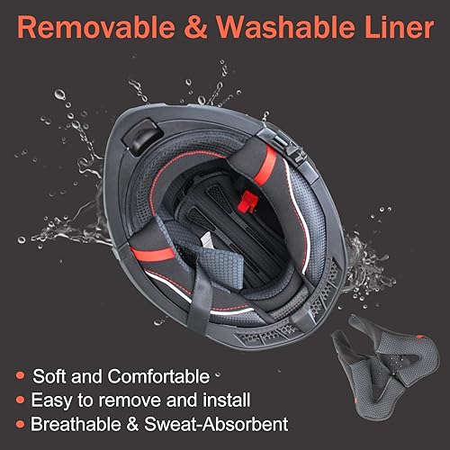 Miniatura 6 de Uchoose Modular Motorcycle Helmet for Men Women, Dual Visor Flip up Motorcycle Helmets DOT Approved Full Face Helmet for Adults, Clear Lens Included