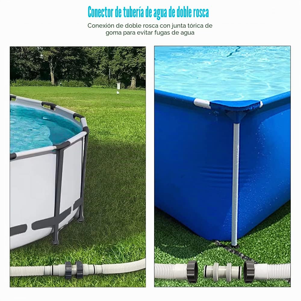 Adaptador Manguera Piscina 38mm, Conector Recto para Piscina Intex Bestway