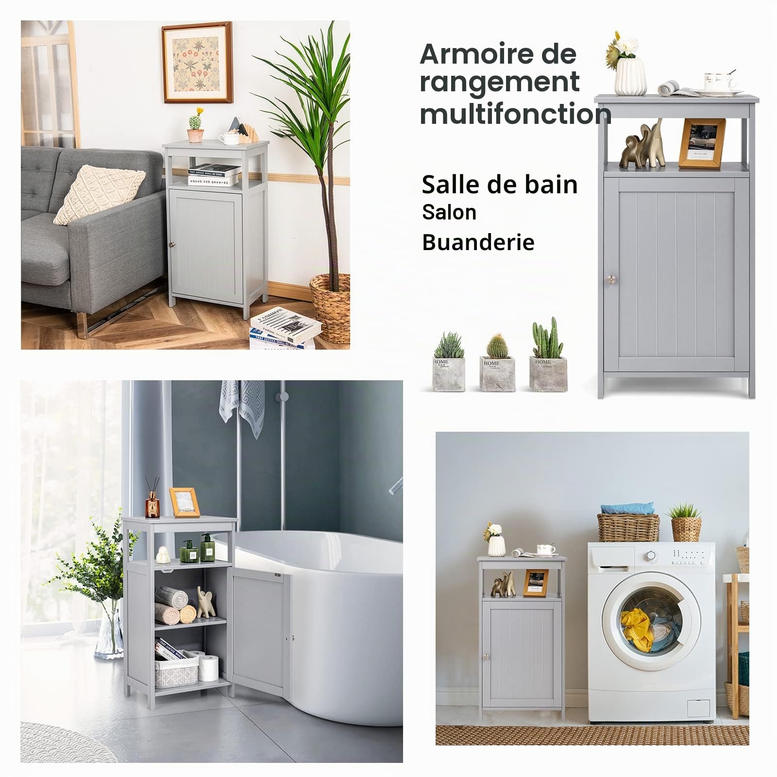 LIFEZEAL Armoire de Salle de Bain Peu Encombrante avec 1 Porte et 1 Étagère