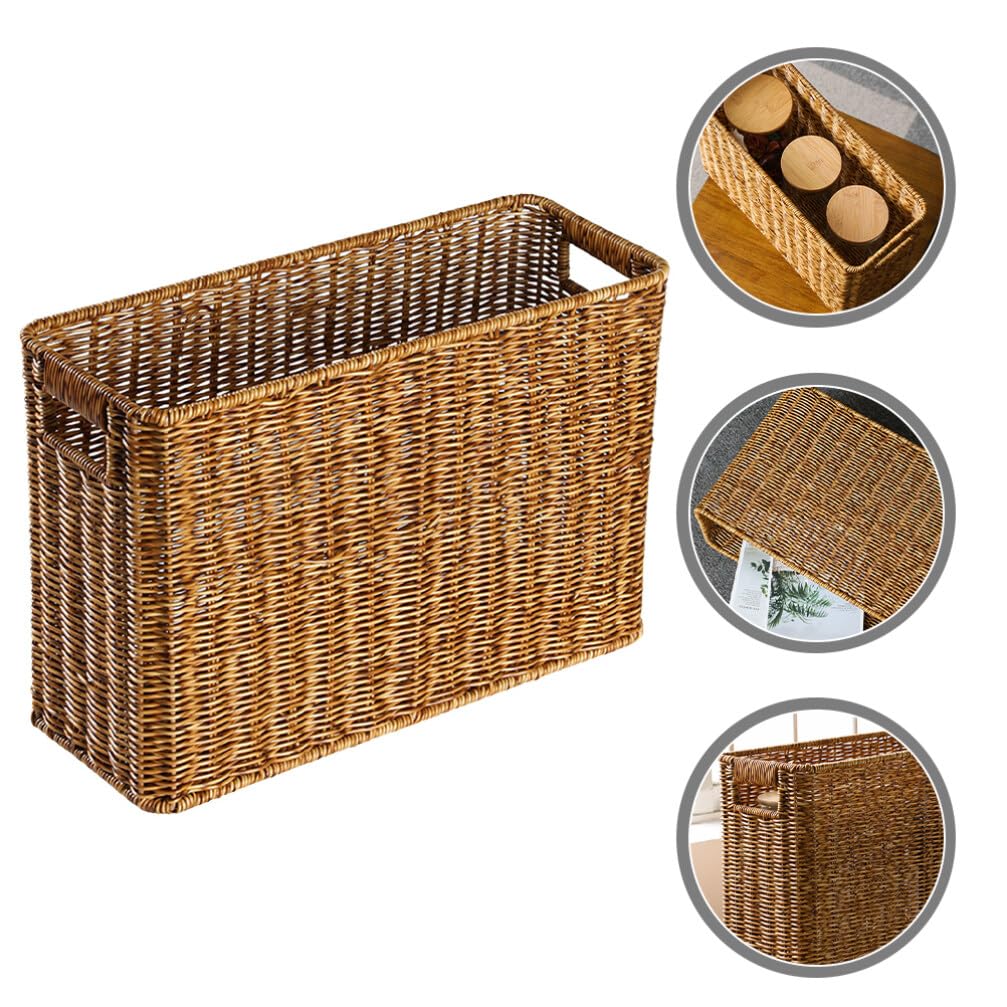 Alipis Panier de Rangement Tressé en Rotin Synthétique, Grosse Capacité, Léger et Ergonomique, Bac de Rangement Creux pour Maison et Bureau, Panier Décoratif Polyvalent pour Chambre