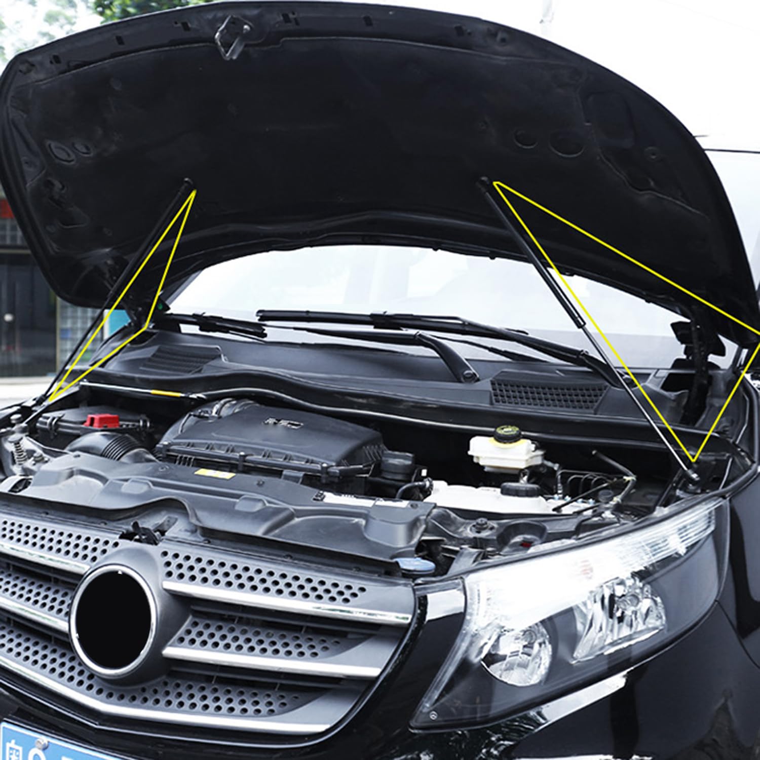 für Vito W447 2015-2023 Edelstahl Motorhauben Gasfeder Schwarz 2 Stück