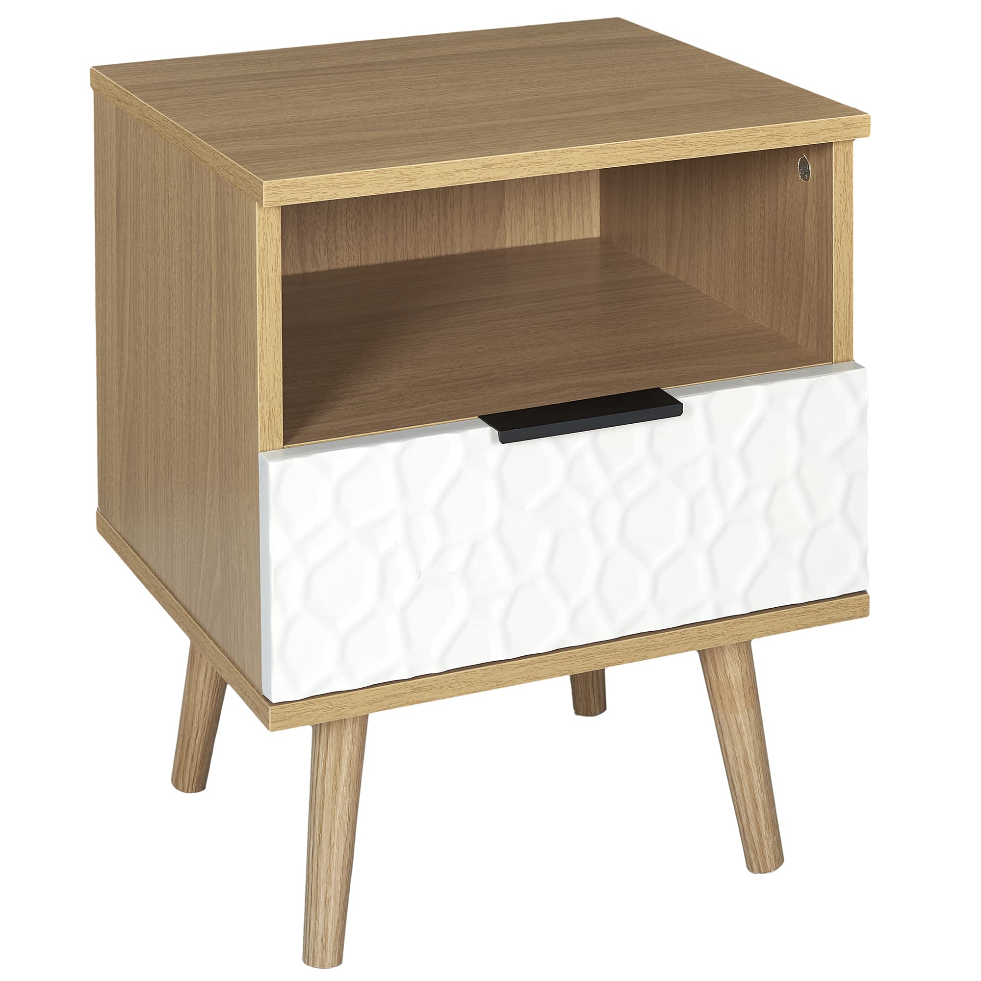 Tables De Chevet Scandinaves En Bois Blanc Gris - OHMG - Lot De 2 - 1