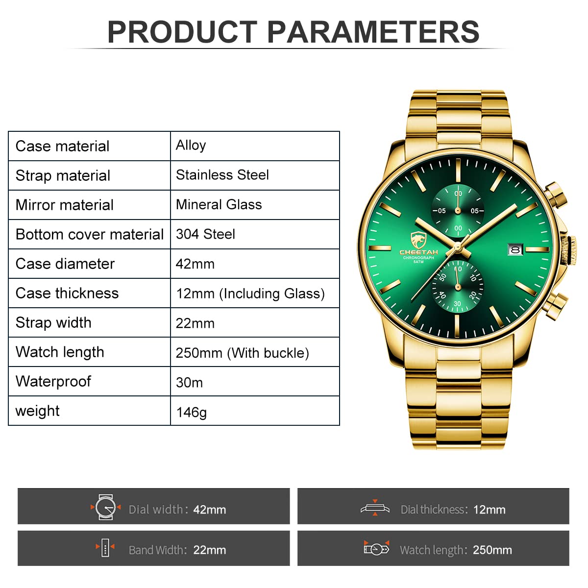 Orologi da uomo in acciaio inox e metallo, stile casual, impermeabile, cronografo al quarzo, data automatica, lancette colorate…