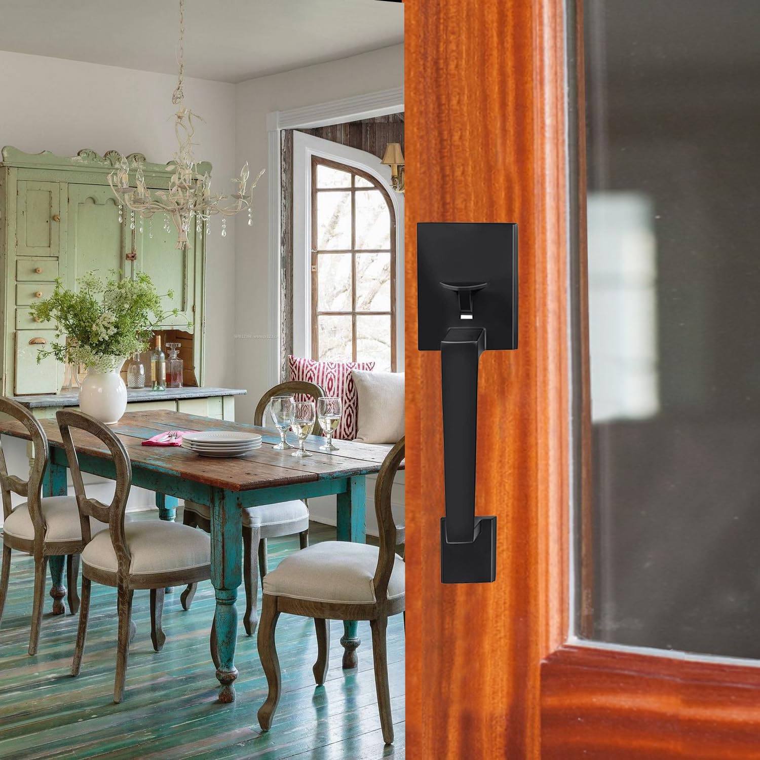 SUMBIN Single Cylinder HandleSet with Lever Door Handle (for Entrance and Front Door) Matt Black Finish