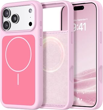 VENINGO Magnetic for iPhone 17 Pro Max Case, Liquid Silicone Pink