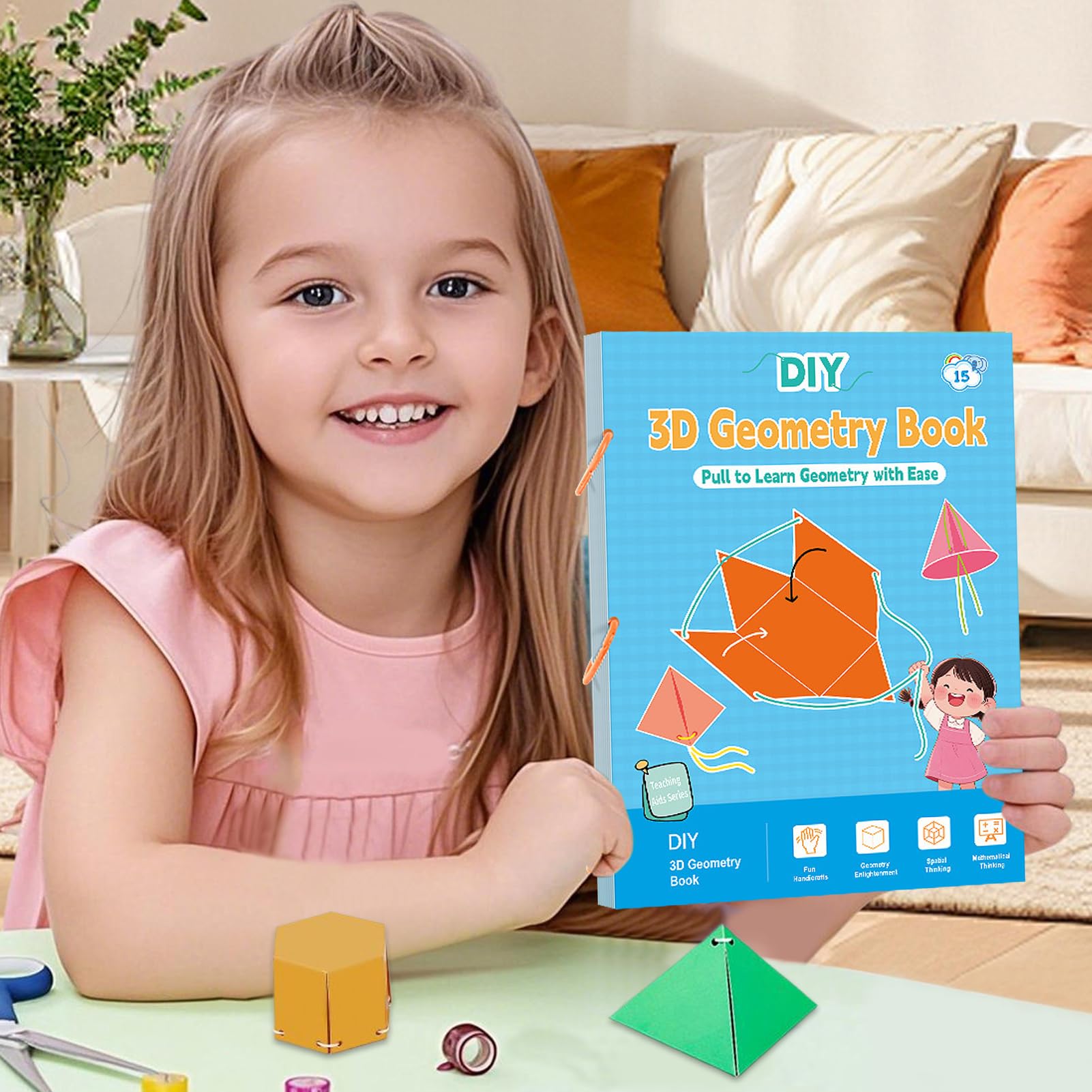 Libro De Geometría Para Niños - Libro Educativo con Hilos Entrelazados para Niños | Herramienta Educativa Matemática De Lógica Para Casa Y Aula