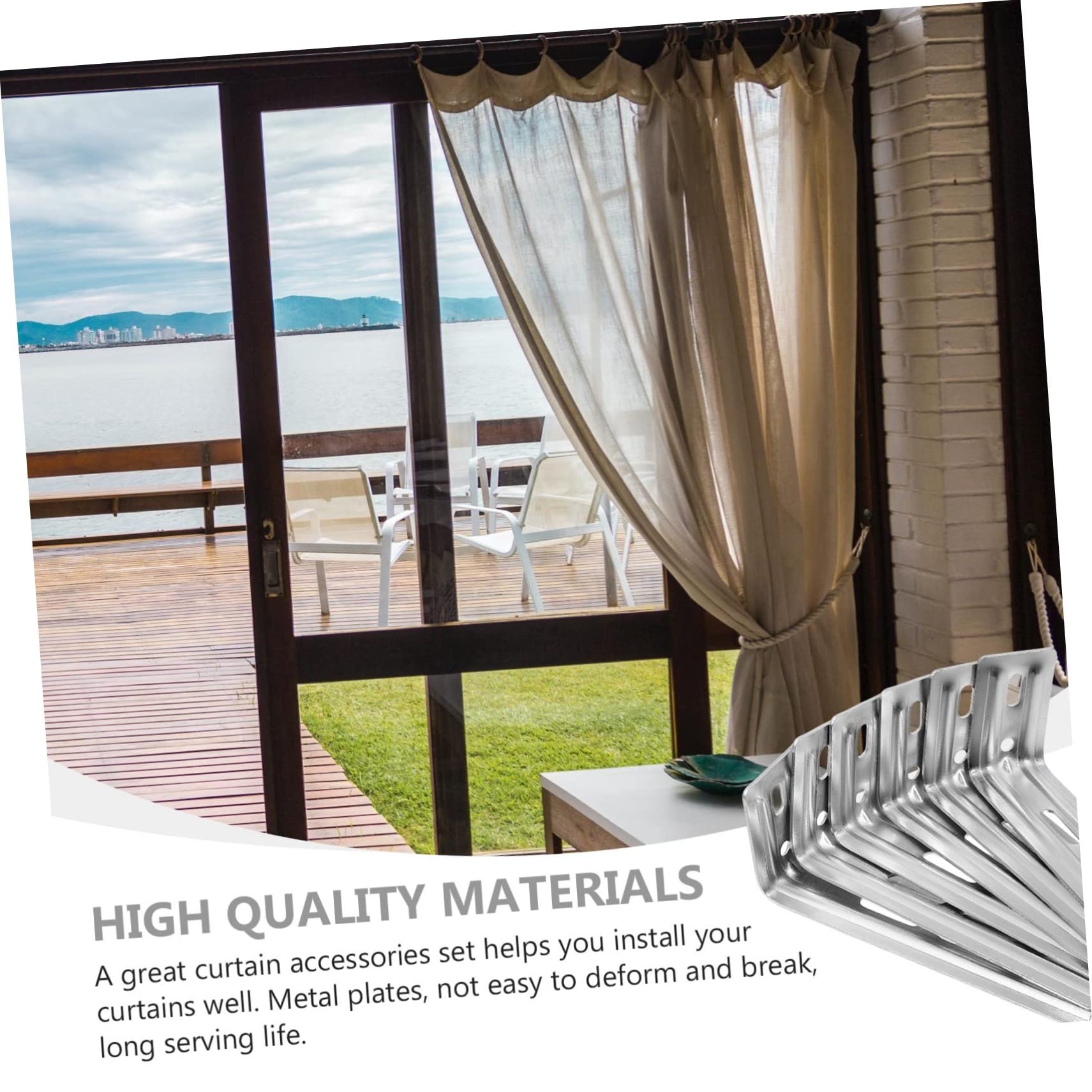 LIFKOME DIY Vertical Curtain Accessories Set 6pcs l Shaped Plates for Curtain Rod Hardware