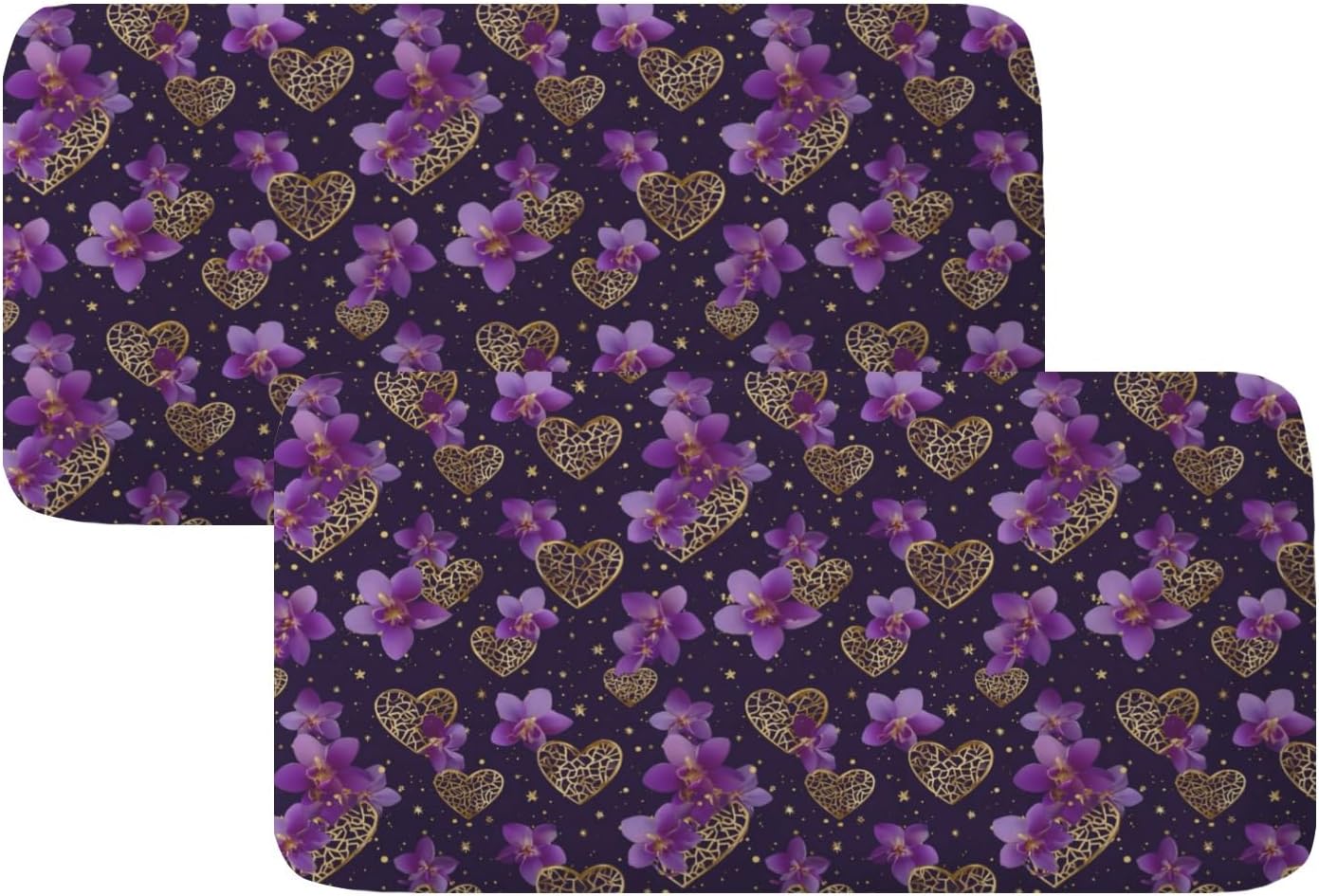 Starry Purple Bloom Flowers Loveseat Covers Couch Covers for 2 Cushion Couch, 2-Piece Stretch Sofa Slipcovers Anti-Slip Washable Furniture Protectors for Dogs Pets