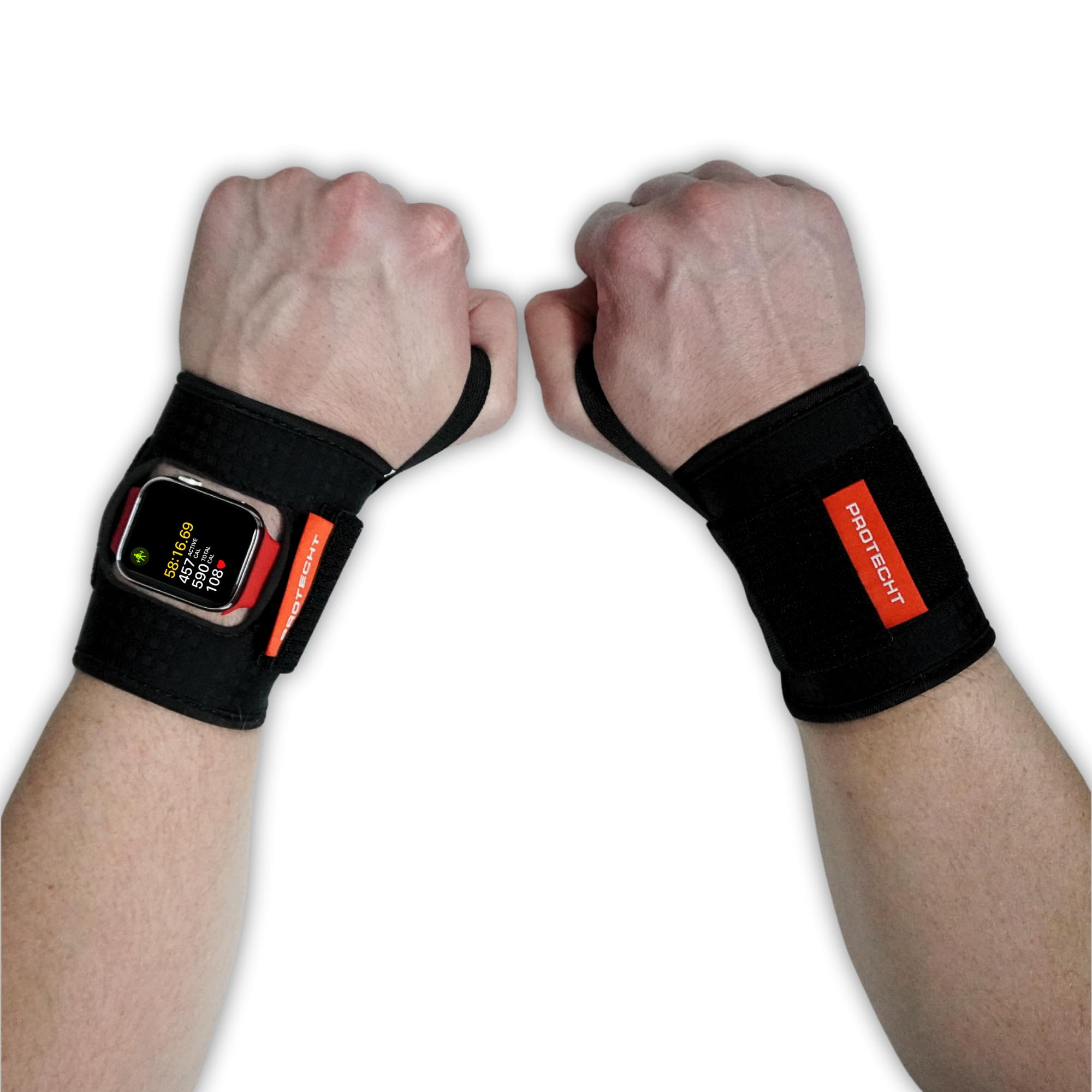 PROTECHT Wrist Wraps for Weightlifting with Smartwatch (No Patch, Reg/Large (6.5-8