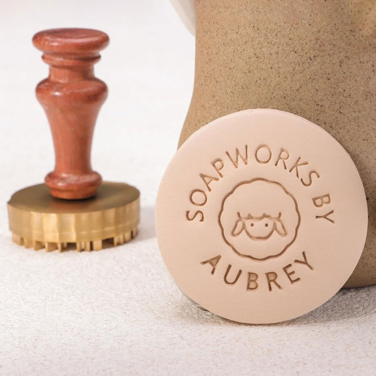 Sello de arcilla personalizado, cerámica personalizada y firma de cerámica Sello hecho a mano(2.5Inches)