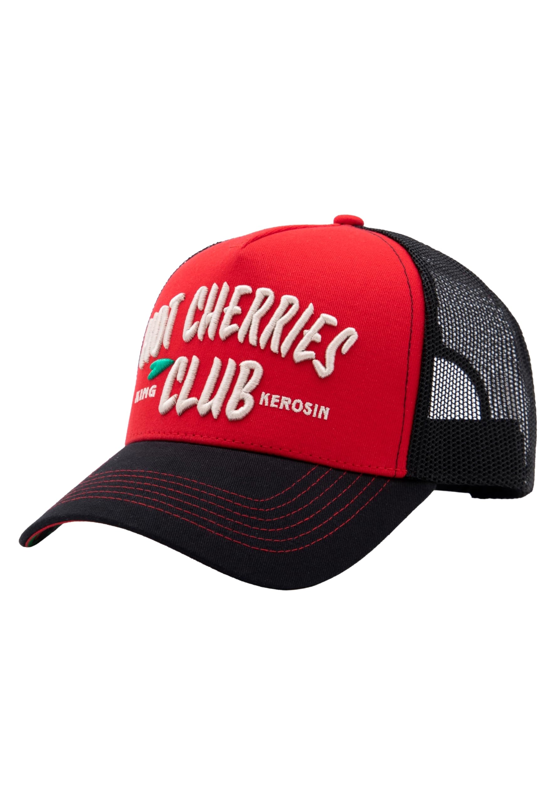 King Kerosin Gorra de camionero para hombre con estampado bajo la visera Hot Cherries Club