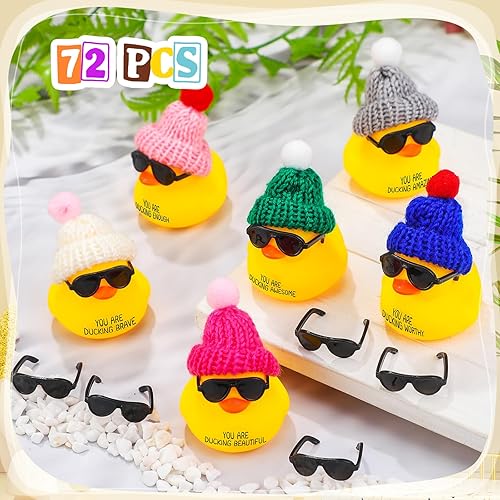 Miniatura 3 de Liliful Mini patos de goma inspiradores con gafas, letrero de agradecimiento con texto en inglés You are Awesome , regalo de agradecimiento, para