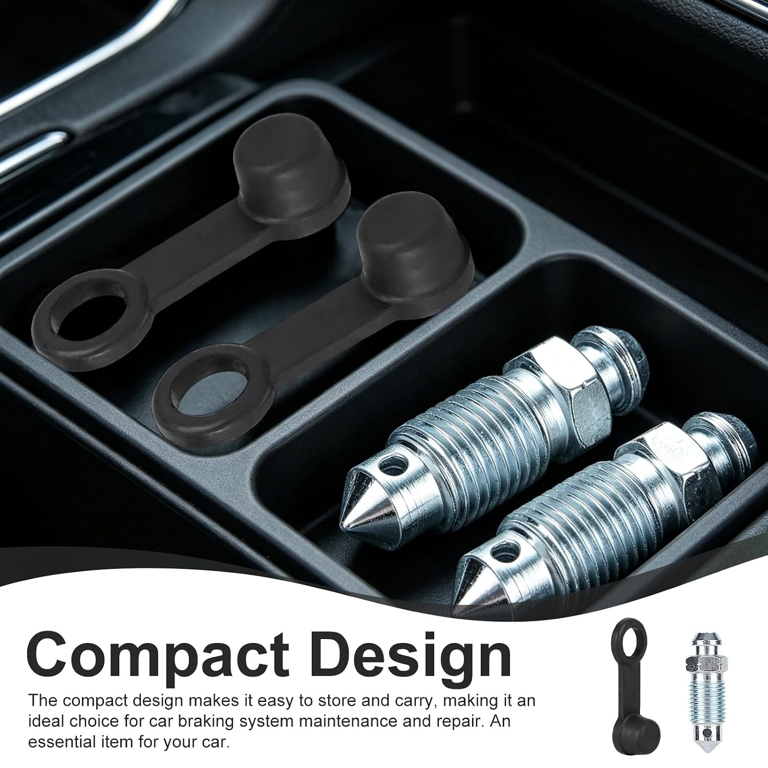 4pcs Brake Bleeder Screw 3/8-24 × 1-3/16 with 4 Grease Fitting Caps, Universal Bleeding Valve Hardware Kit Replacement for Car Truck Motorcycle Speed Brake System Maintenance and Repair Tool
