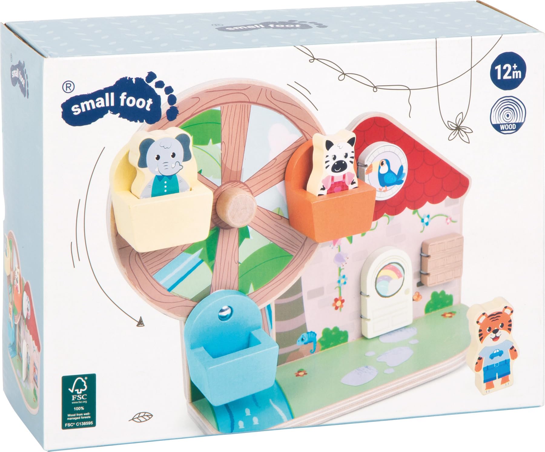Small Foot Juguete de motricidad Noria Jungle Friends, FSC® 100%, con Figuras de Animales, Desde 12 Meses, 12764