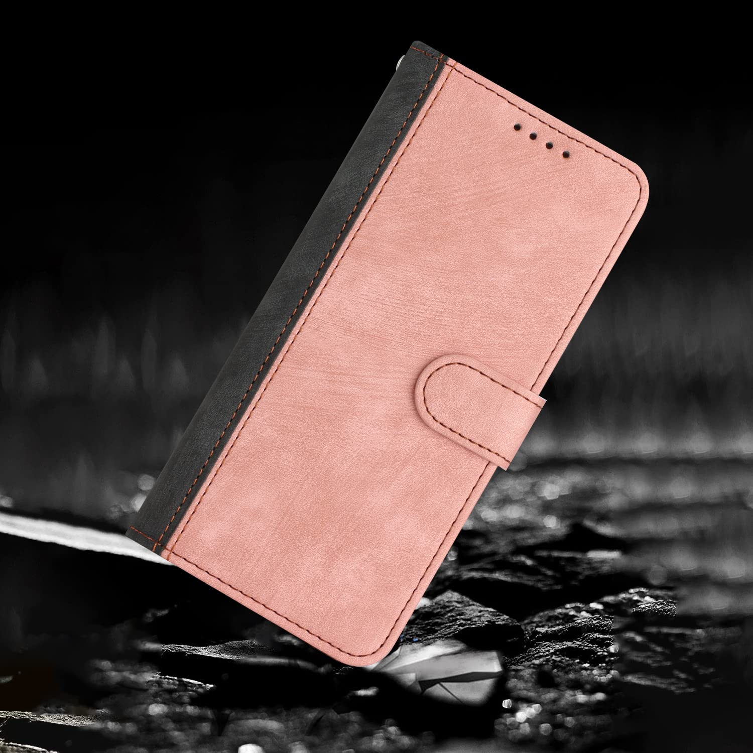 Hoyoikun Funda Compatible con Samsung Galaxy A53 5G,Regalar 2 Piezas Protector de Pantalla.Flip Leather Edition,Funda de Cuero PU con Cáscara de TPU,[Soporte Plegable] [Cierre magnético]-Rosa — view 6