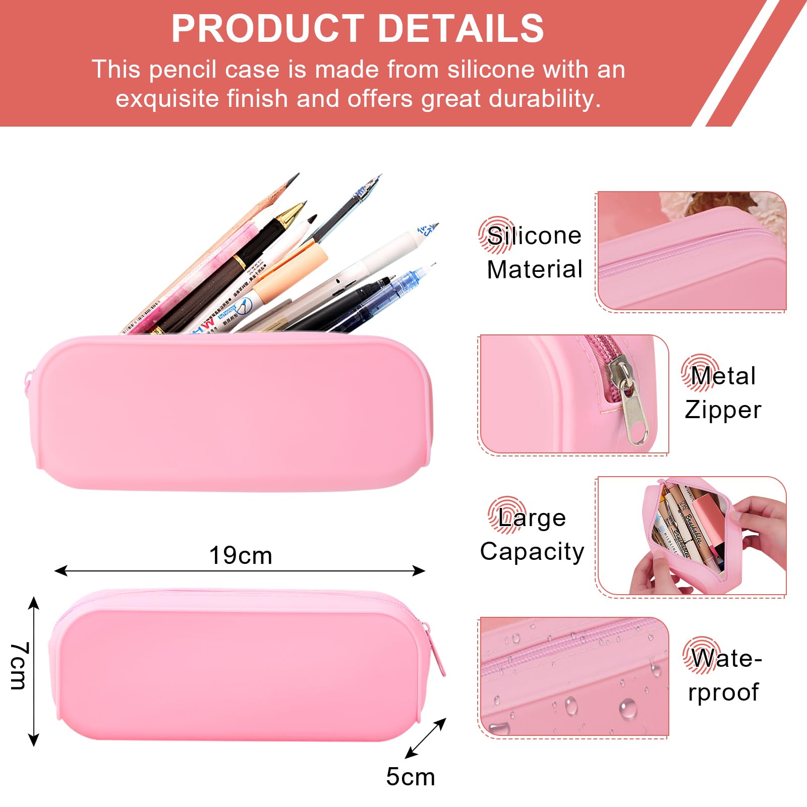 HORJOR Transparent School Pencil Case Silicone Pencil Case Transparent PVC Large Capacity Makeup Bag for Children Adults and Schools - Image 3