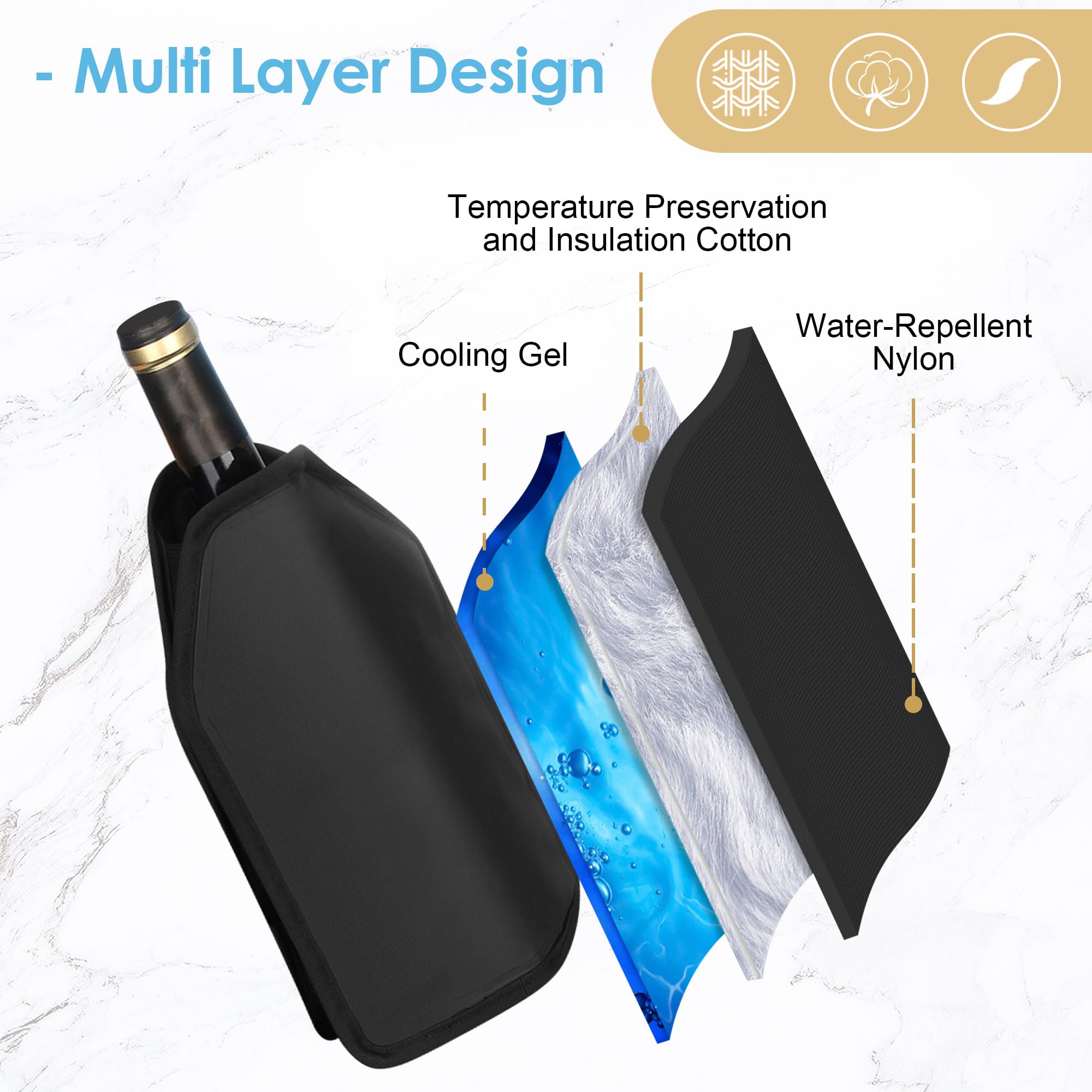 Gimars 2 Borsa Raffredda per Bottiglie Spumante Champagne Vino,Sacco Termico Refrigeratore per Vini,Fascia Raffreda Bottiglie Elastica,Manicotto Refrigerante per Bevande Birra Vino Viaggio Feste