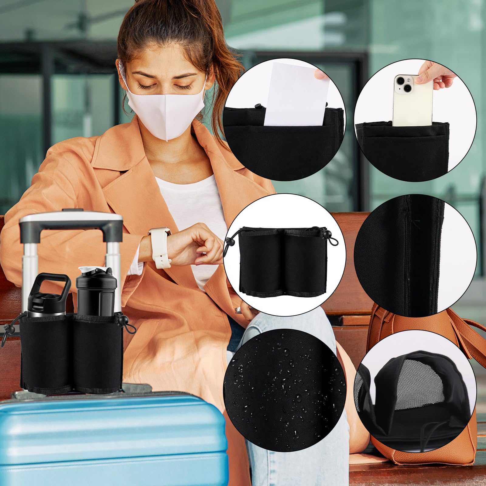 Portabicchieri da Viaggio per Bagagli Spazio per Due Drink Porta Bevande Portabicchieri Portatile Tazza da Caffè per Assistenti di Volo Viaggiatori