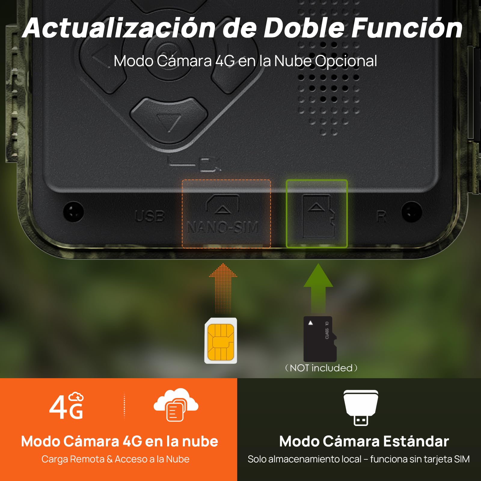 iZEEKER 2 en 1 Cámara de Caza 4G LTE 2K HD 48MP, Cámara Fototrampeo con App, Visión Nocturna Infrarroja, Detector de Movimiento, Cámara de Animales Salvajes IP66 Resistente al Agua
