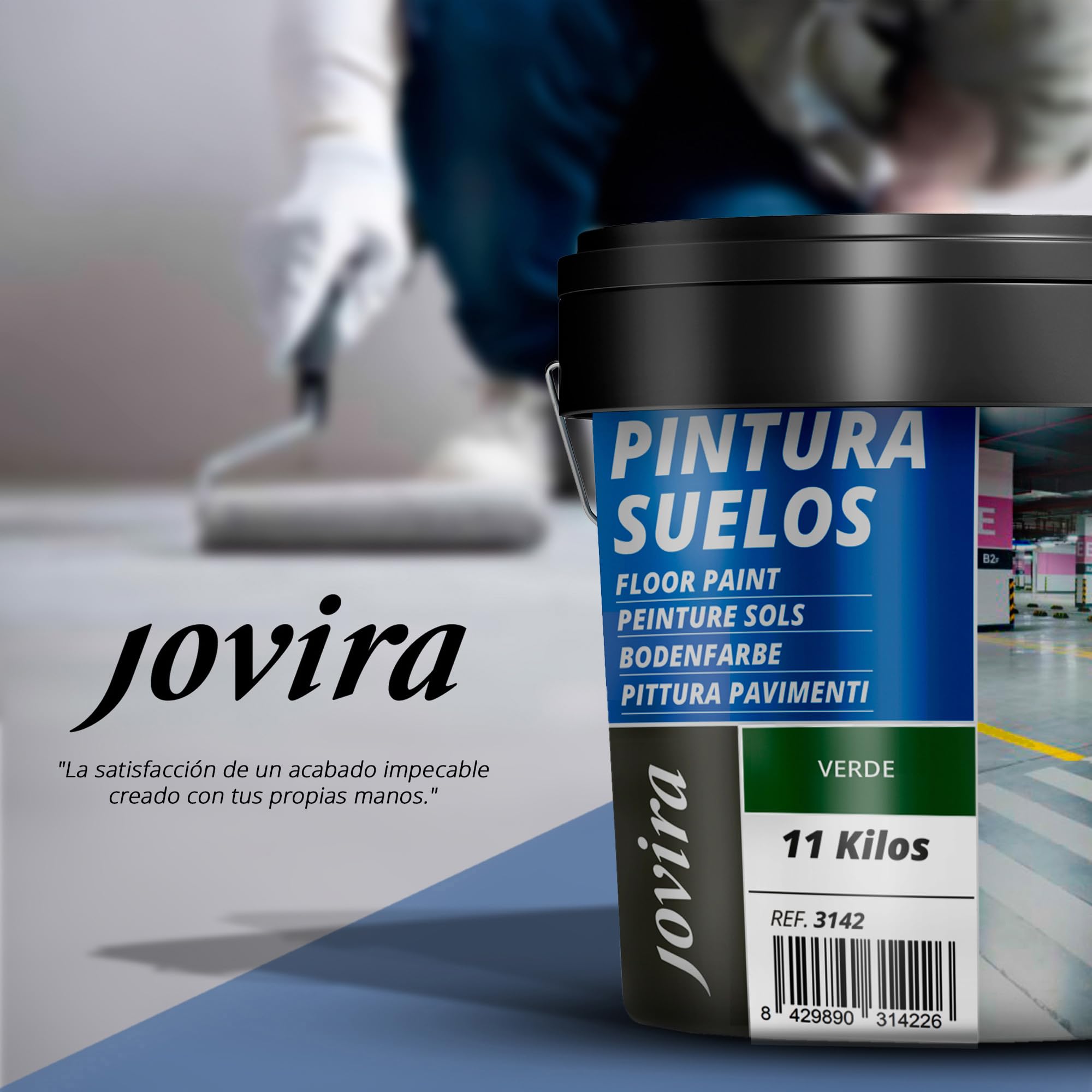JOVIRA PINTURAS Pintura Suelos, Garajes y Pavimentos Deportivos, En General, Acabado Mate, Protege y Decora Las Superficies de Hormigón, Cemento y Asfalto, (11 Kg, Verde) A-16D