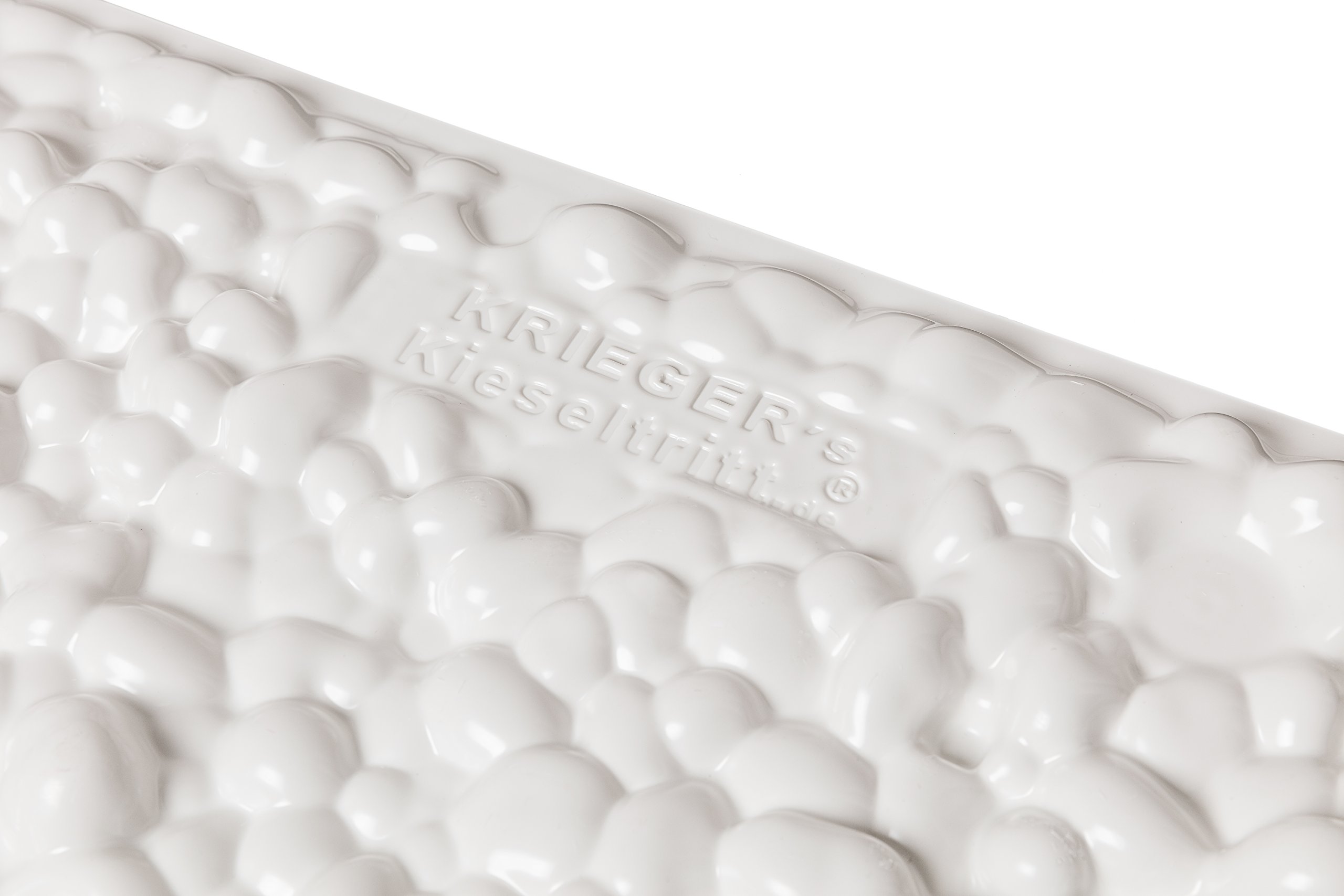 Fußreflexzonen Massage Platte/Matte zur Akupressur – Fußmassagematte zur Reflexzonenmassage & Entspannung/Fußreflexzonenmatte/Akupressurmatte - Fit mit Krieger’s Kieseltritt® 100x50cm weiß