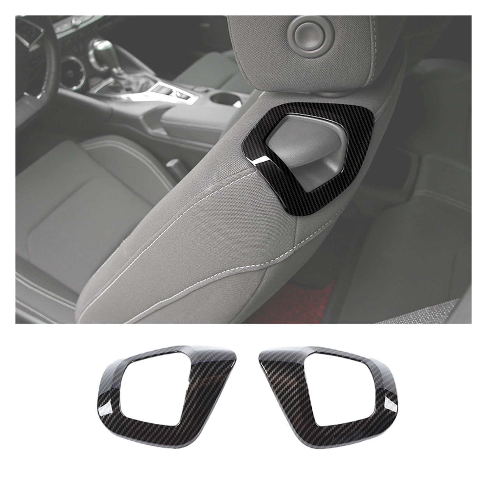 Tingyus Carbon Fibre For Chevrolet For Camaro 2017-2022 Up Interior Accessories Car Seat Backrest Manual Adjustment Handle Trim Cover Car Interior Mouldings(Carbon Fibre)