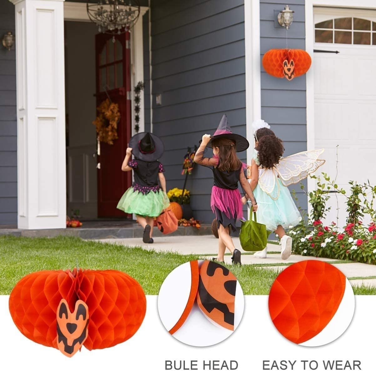 Lampion Dyni 3 Szt. Lampiony Z Dyni O Strukturze Plastra Miodu Dekoracyjna Pomarańczowa Dynia Wisząca Latarnia Halloween Party Supplies Dla Domu Dekoracje Halloween