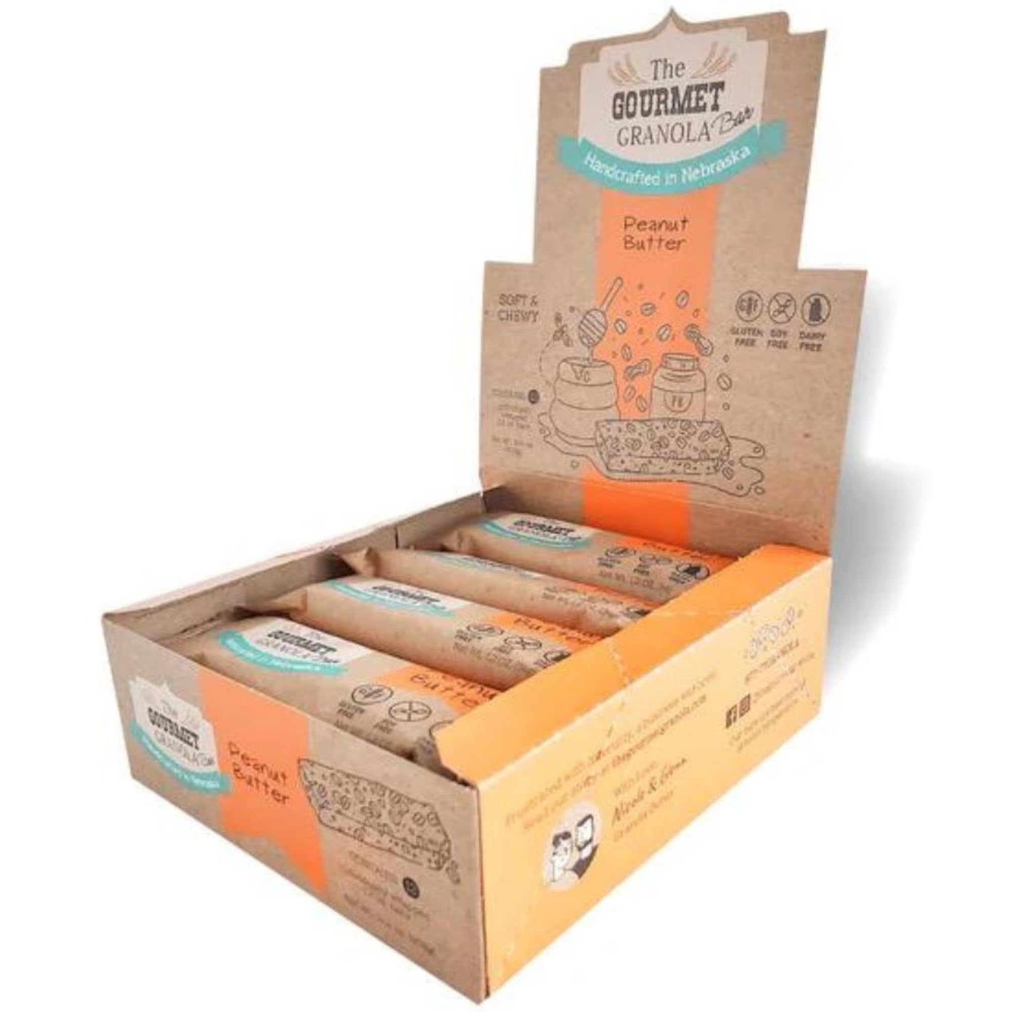 Gluten, Dairy, & Soy Free Peanut Butter Granola Bar | 12 Pack | Workout Snack | Made in Omaha, NE | The Gourmet Granola