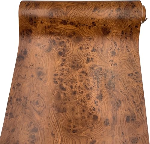 Yifely Papel de madera marrón para muebles, PVC, autoadhesivo, revestimiento para estantes, taquilla, puerta, 17.7 pulgadas por 9.8 pies