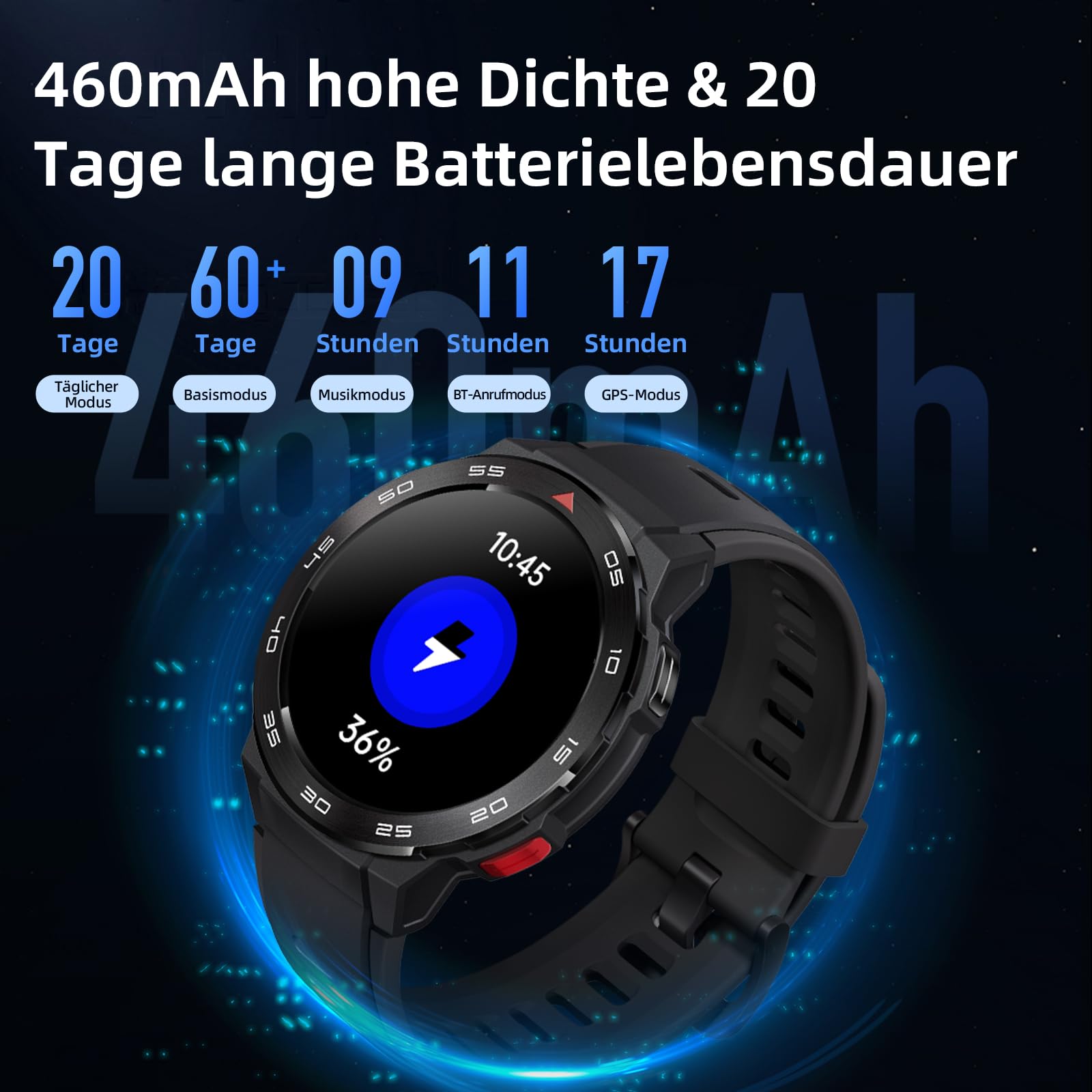 Mibro GS Pro Reloj Inteligente Hombre para Correr con Llamada Bluetooth, 1.43" AMOLED Smartwatch con GPS, 5ATM Impermeable, Altímetro, Barómetro, Brújula, 105 Modos Deportivos para Android iOS