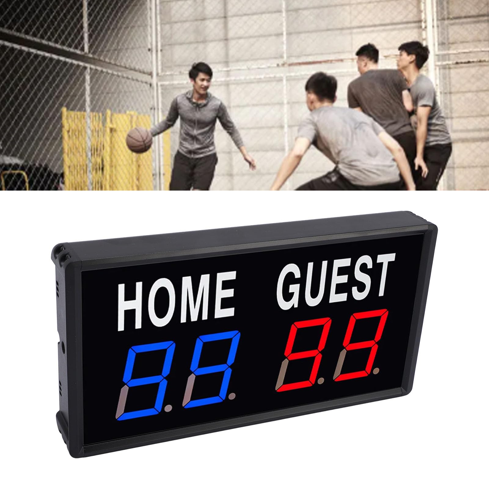 Marcador Electrónico LED Digital para Baloncesto, Tenis de Mesa y Bádminton con Control Remoto, Sonido de Zumbador, 8.7x4.5x1.4 Pulgadas, Aleación de Aluminio, Múltiples Ni