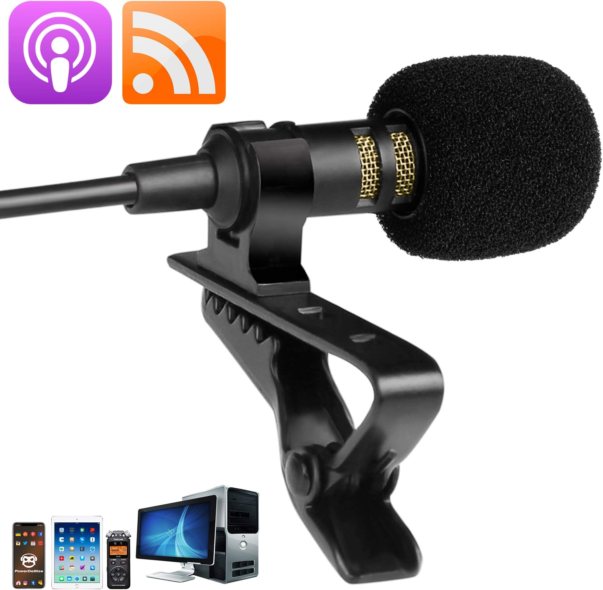 Microphone for YouTube Video Recording - Smartphone Lavalier Microphone - Cell Phone Microphone for Video Recording - Lavalier Lapel Microphone with Clip