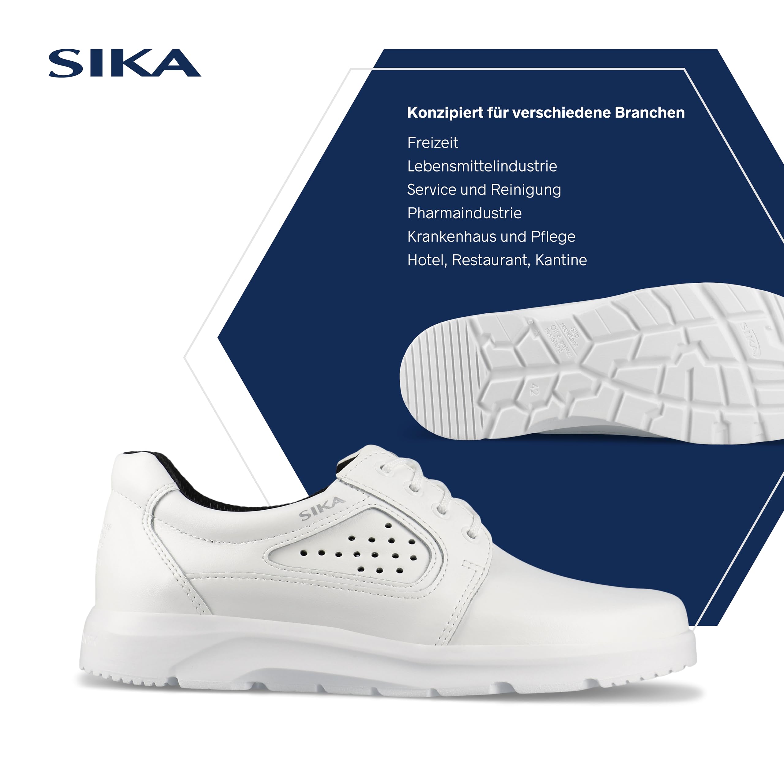 SIKA Optimax Unisex-Schnürschuh, bequemer Schuh für Krankenhauspersonal, rutschfeste PU-Sohle, perforiertes Permair Leder, antibakterielle, waschbare Innensohle für den Medizin & Dienstleistungssektor