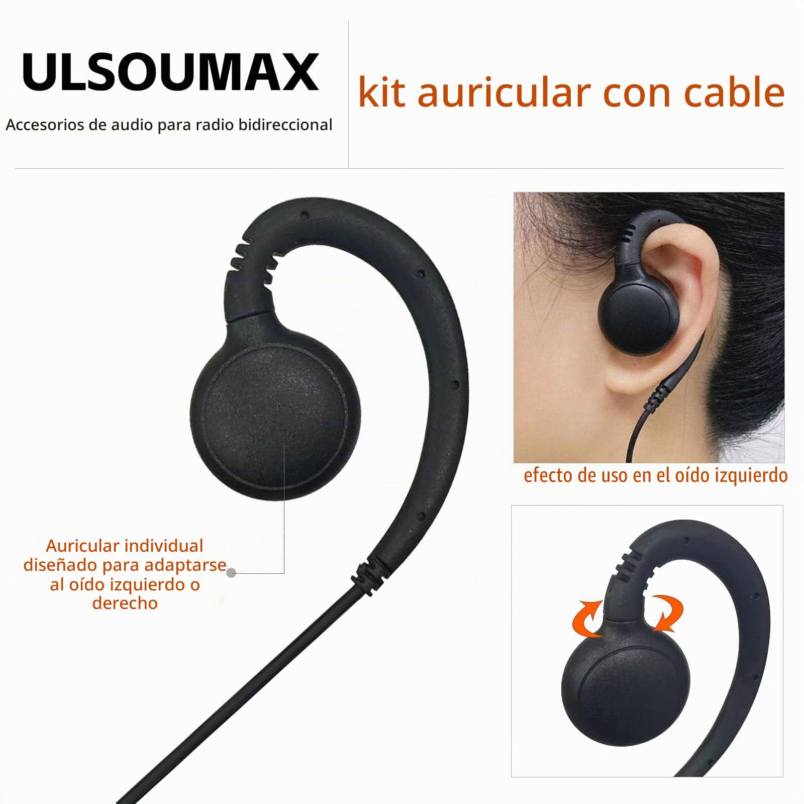 Auriculares Motorola en forma de C PTT con micrófono para Motorola CLP446E CLPE Plus CLP1010e CLP1080e CLP1083e CLP107e
