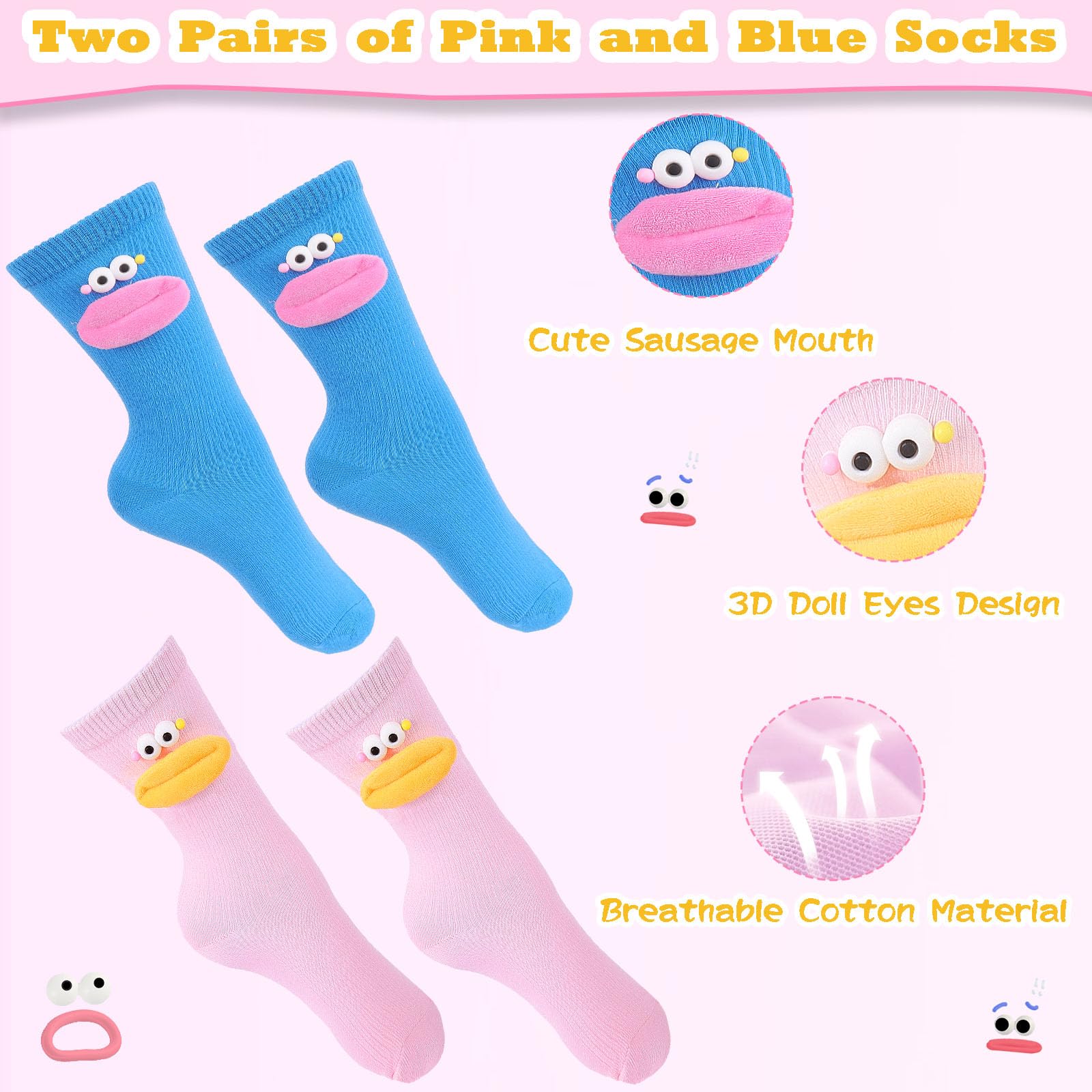 Divertidos calcetines locos, 2 pares de calcetines novedosos para niños y niñas, bonitos calcetines de dibujos animados para Navidad, regalos de broma
