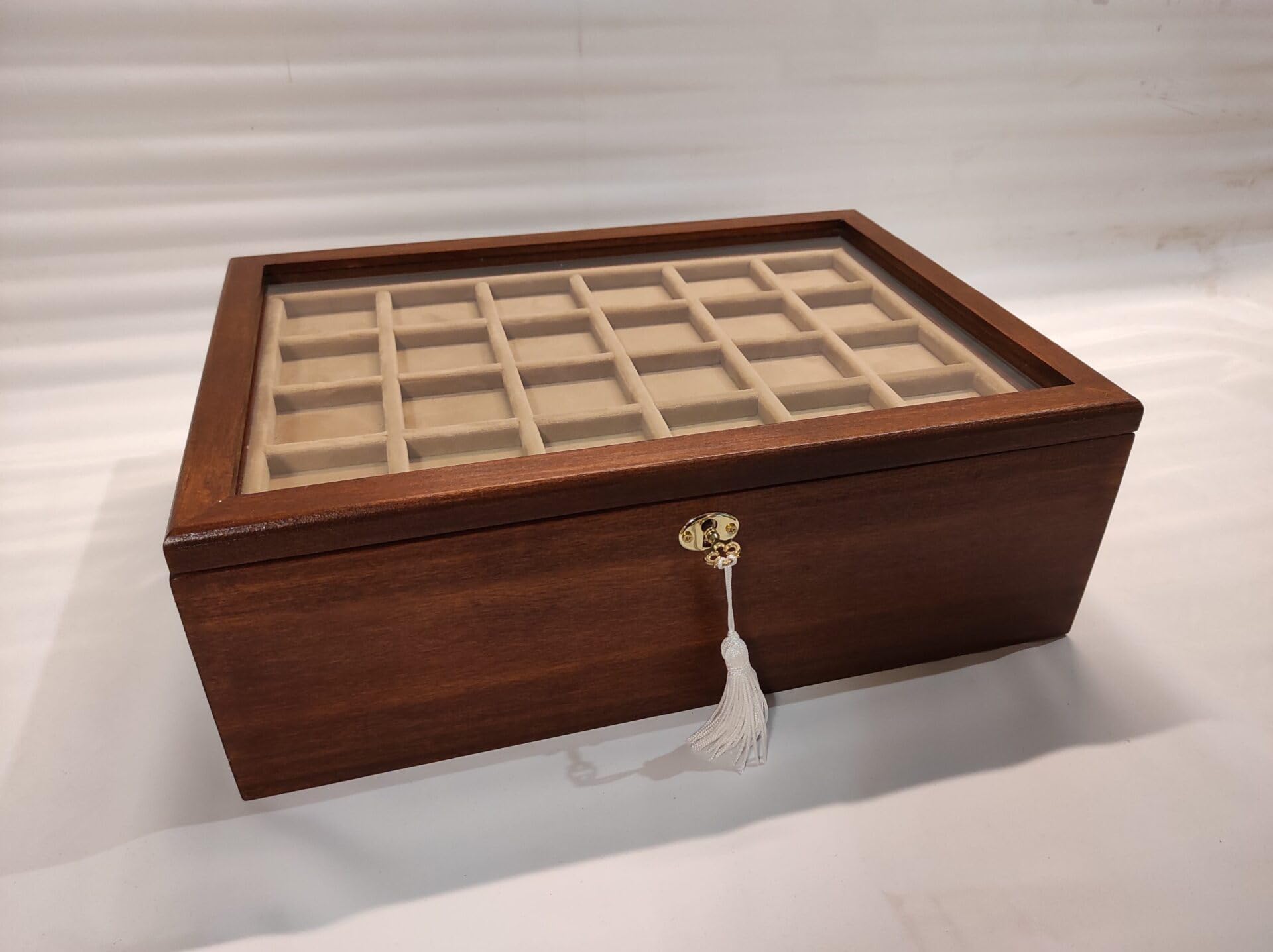 Monetario para Monedas y medallas de Madera Maciza con 5 bandejas de Terciopelo, baúl Artesanal con Cerradura, Personalizable, Hecho a Mano en Italia