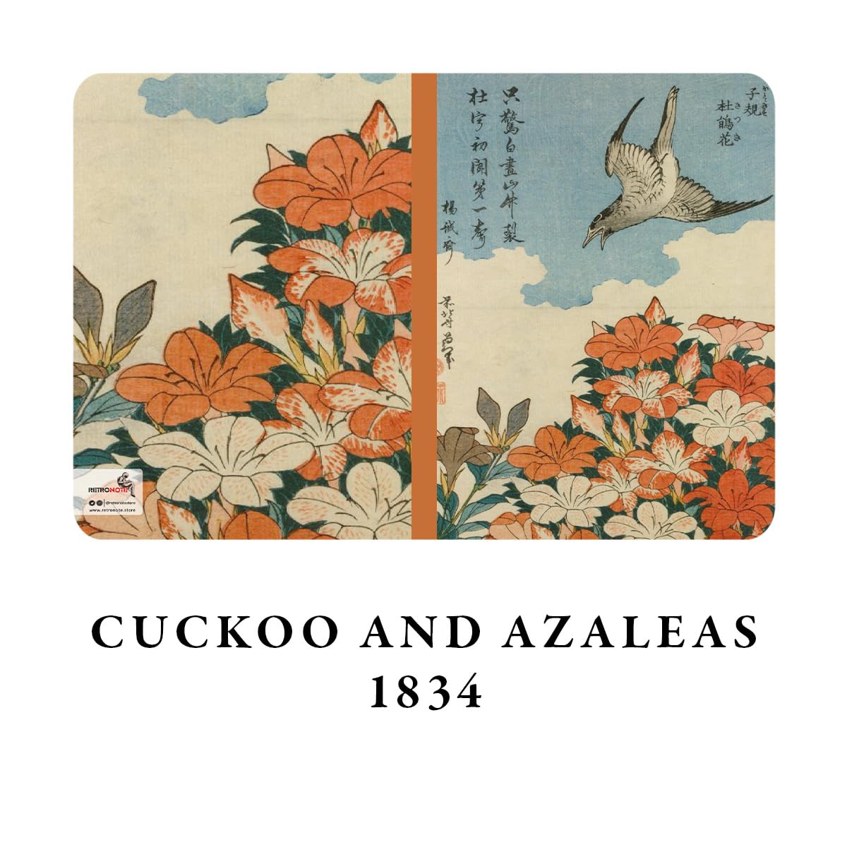Retronote Mount Fuji Series I – A6, Hokusai Set di 4 quaderni I, senza righe, per un totale di 192 pagine, 48 pagine, rilegatura a filo, copertina flessibile, bordo ovale, struttura in tela, 60 grammi