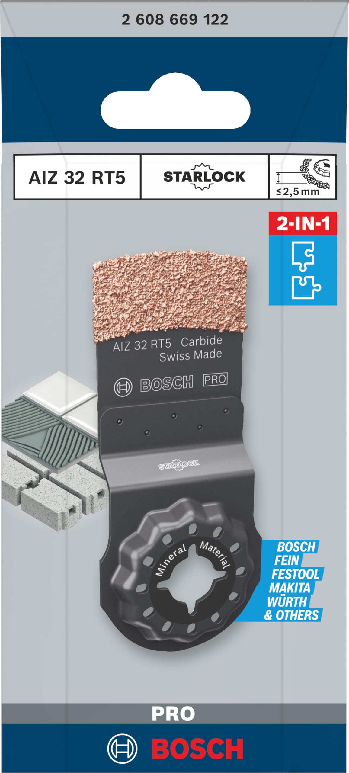 Bosch 1x Brzeszczot PRO Multi Material AIZ 32 RT5 do narzędzia wielofunkcyjnego (do Moździerz, Gazobeton, Szerokość 32 mm, Professional Akcesoria Narzędzie wielofunkcyjne)