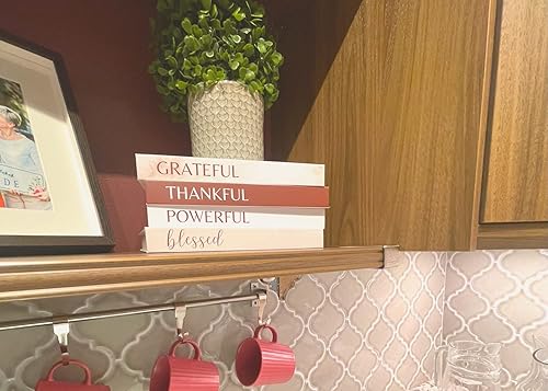 Miniatura 5 de Juego de 4 libros motivacionales de mesa auxiliar, apilamiento decorativo de tapa dura, páginas en blanco, libros de afirmación para estantería o