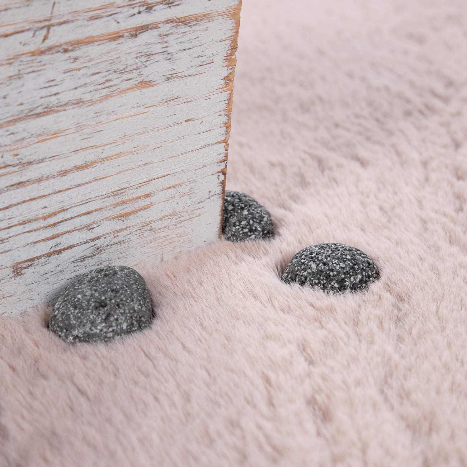 TT Home Hochflor Teppich Schlafzimmer Shaggy Kunstfell Flauschig Kaninchenfell Imitat In Rosa, Größe:140x200 cm