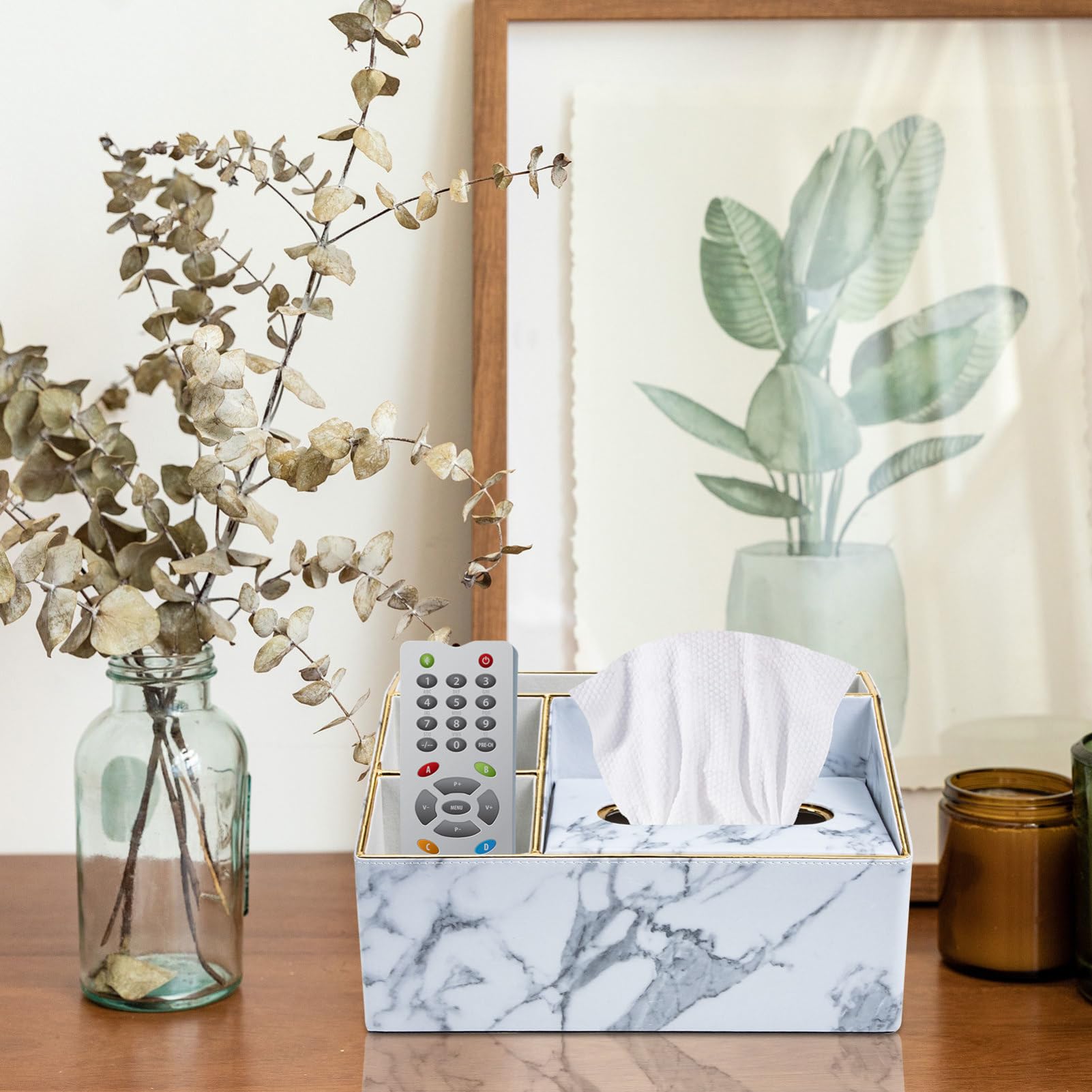 Pu-fernbedienungs-organizer Für Schreibtisch Taschentuchetui Mit Multi-design Fernbedingungshalter Und Taschentuchbehälter Organizer Für Kleinigkeiten