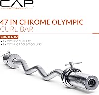 Vista 2 de CAP Barbell 47-Inch Olympic EZ Curl Bar for 2-Inch Weight Plates Multiple Options